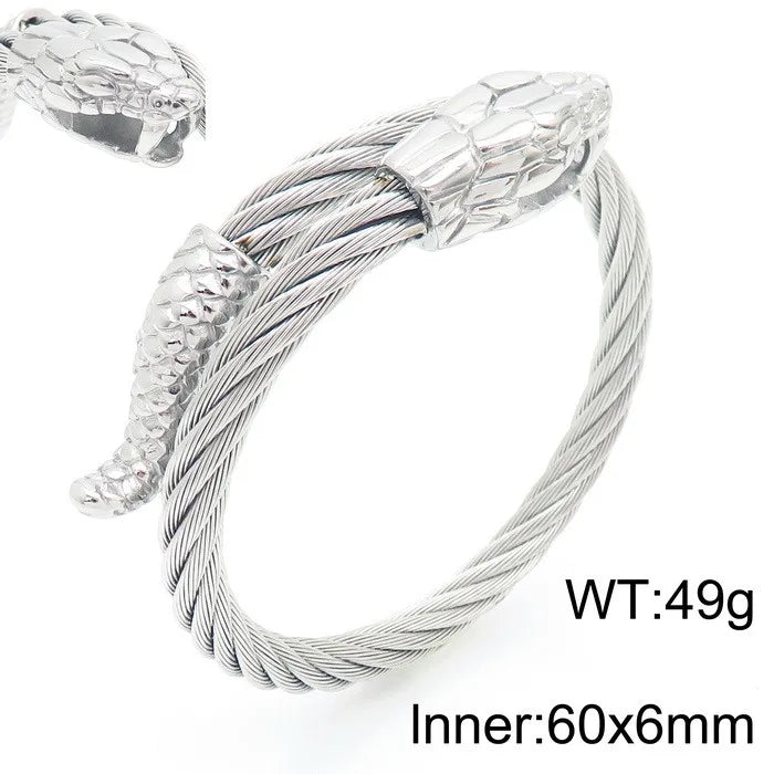 KALEN Fashion Unisex Stainless Steel Bracelets Bangles With Snake Head Charm