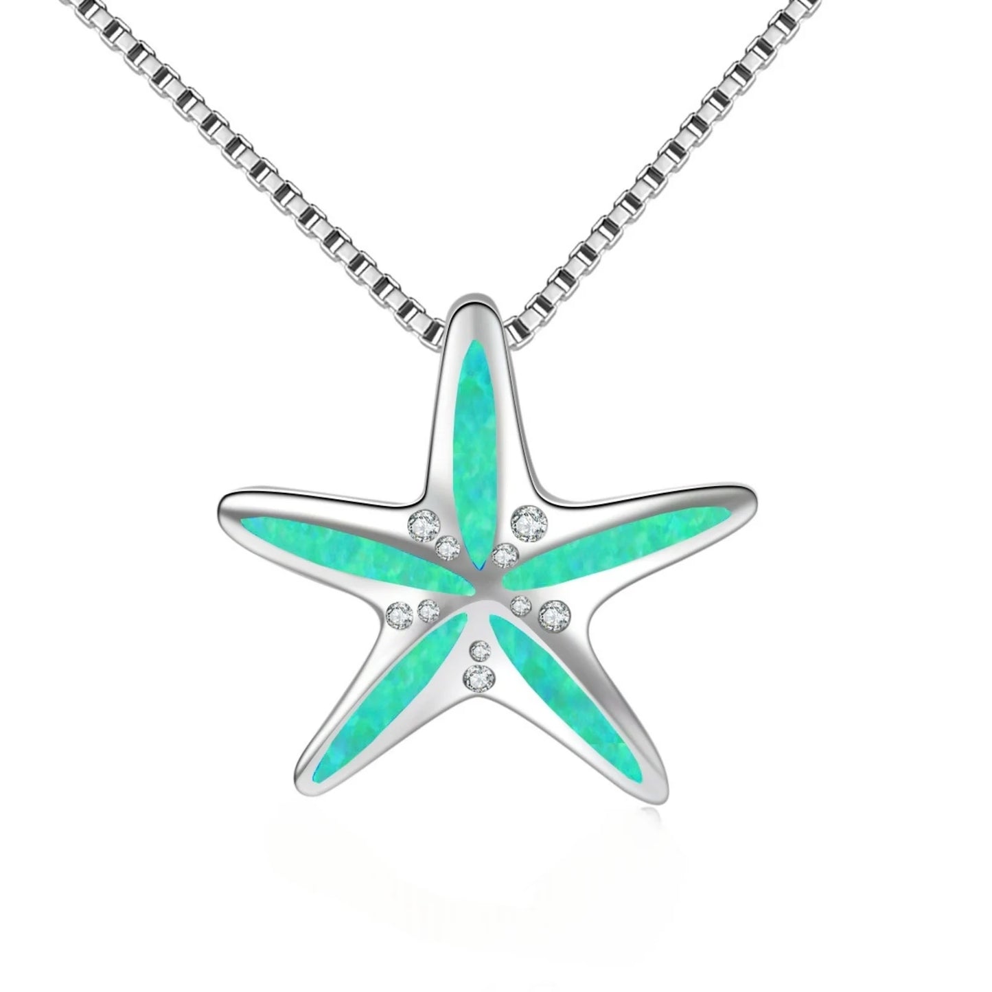 TikTok Viral Starfish Opal Necklace | Blue Coastal Jewelry - Ins Trendy Bulk Supply