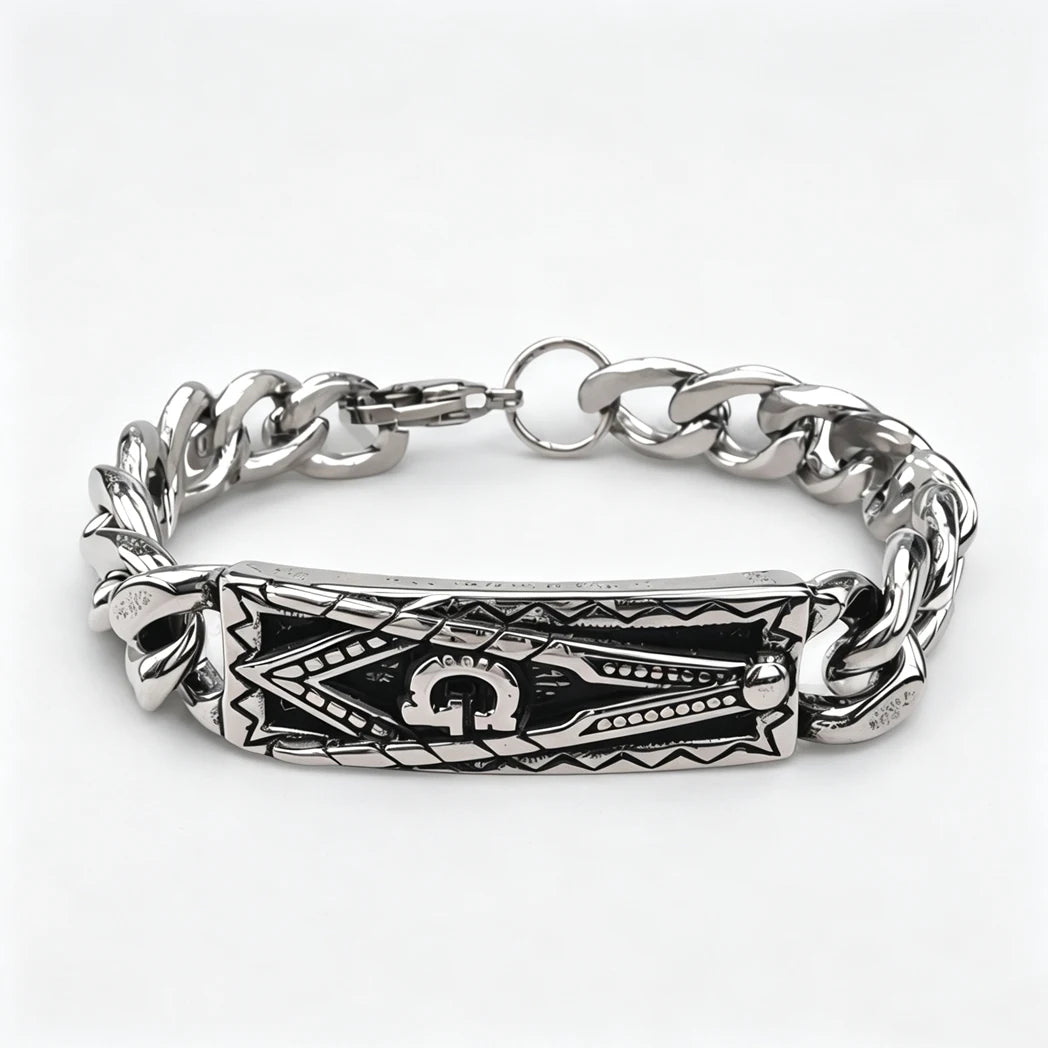 Vintage Men's Stainless Steel Bracelet Gothic Skull Celtic Knot Cross Cuban Chain Woven Braid Street Style Jewelry Gift