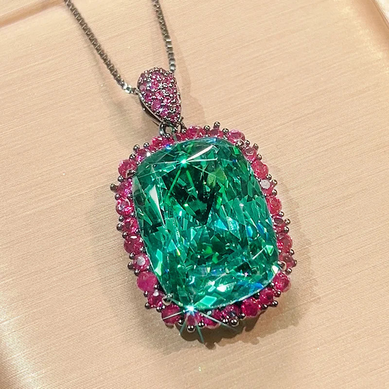 Gemfiori High Quality Luxury square Gemstone Set Girls' Party Gifts Zircon Jewelry Earrings Ring Necklace Suitable for Women's Weddings