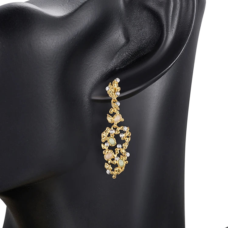 New Women's 925 Silver Green Aventurine Pendant Earrings 18K Gold Plated Wedding Fashion Jewelry Trend