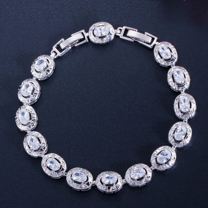 Sming Dropshipping White Gold Plated Brass Birthday Gift Crystal 18K AAA Zircon Fashion New Bracelet