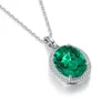 Gemfiori 925 Sterling Silver Exquisite Jewelry Oval Shaped Gemstone Pendant Necklace Laboratory-grown Emeralds Material Can Be Customized