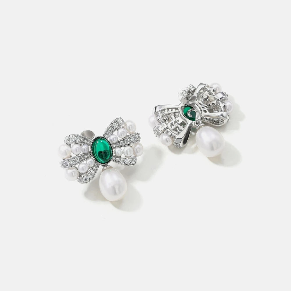 MUSHAN Jewelry Factory S925 Natural Pearl Stud Earrings Light Luxury and High End Bow Ear Accessory Cross Border Bestseller