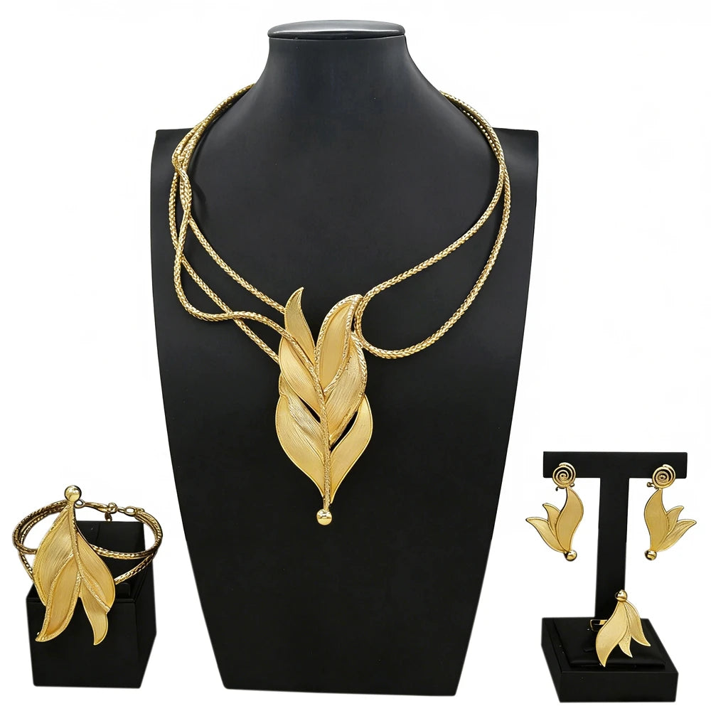Italian Jewelry Set Alloy Brazilian Jewelry Sets Wedding Party Pendant Spiral Necklace Bracelet Ring Earrings Jewelry Set X00047