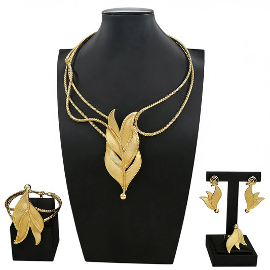 Italian Jewelry Set Alloy Brazilian Jewelry Sets Wedding Party Pendant Spiral Necklace Bracelet Ring Earrings Jewelry Set X00047
