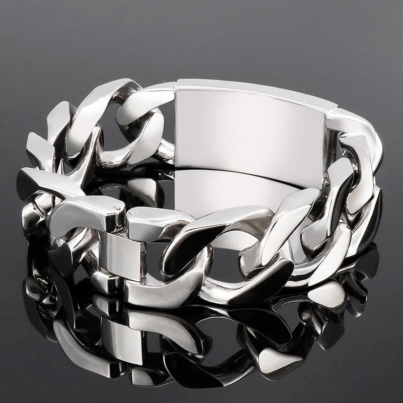 KALEN 220mm Stainless Steel Cuban Link Bracelet With Cross/Infinity Mark Zircon Patterns