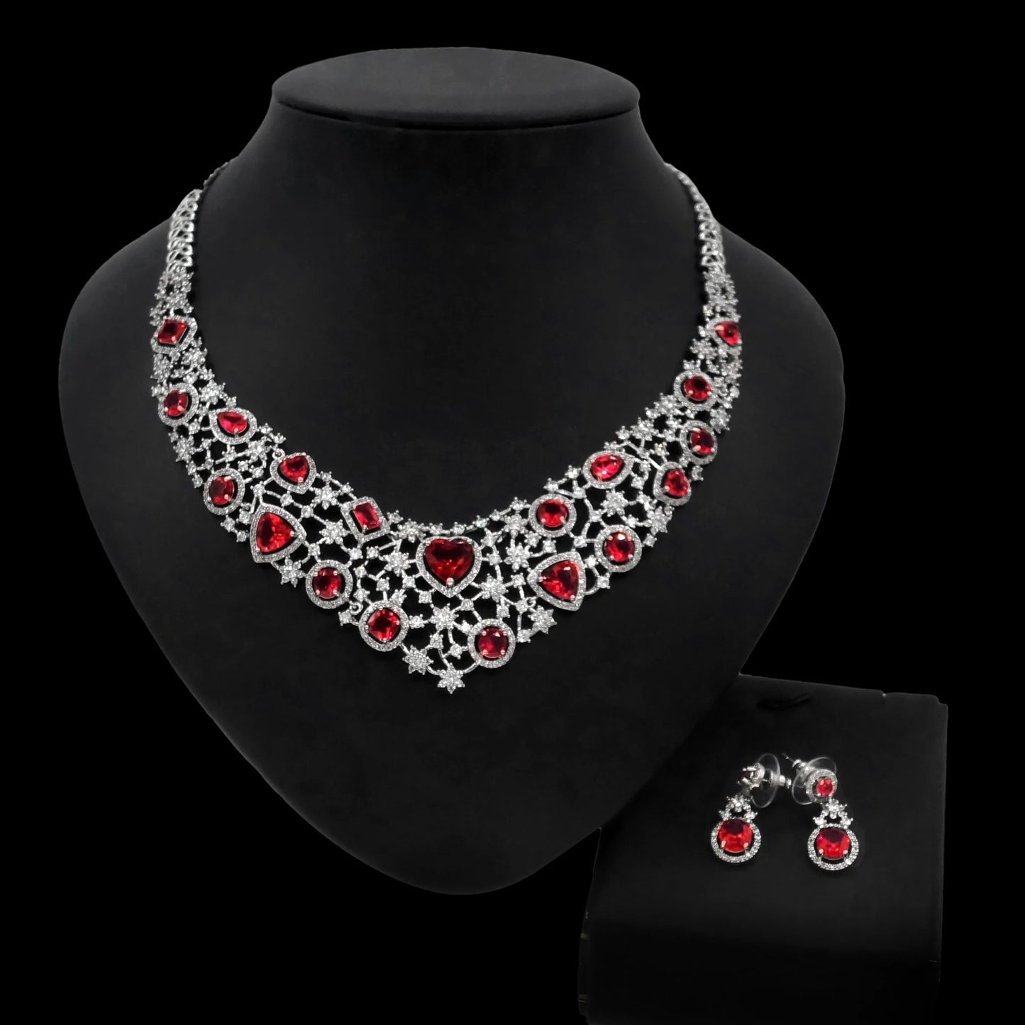 Zhuerrui Crystal Trendy Bangle Earrings Necklace Ring Jewelry Sets for Women Nigerian Wedding Bridal Accessories HG2101120
