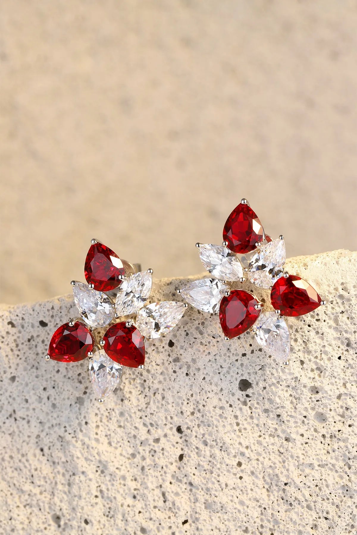 Gemfiori Anster High Quality S925 Lab Grown Ruby Earring Stud Dainty Gemstone Stud Earrings for Women Daily Wear Gift