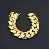 Luxury Miami Cuban Link Chain Bracelet Necklace Brass 14k 18k Gold Plated Zircon Clasp Iced Out 3D Logo Laser Engraving Jewelry
