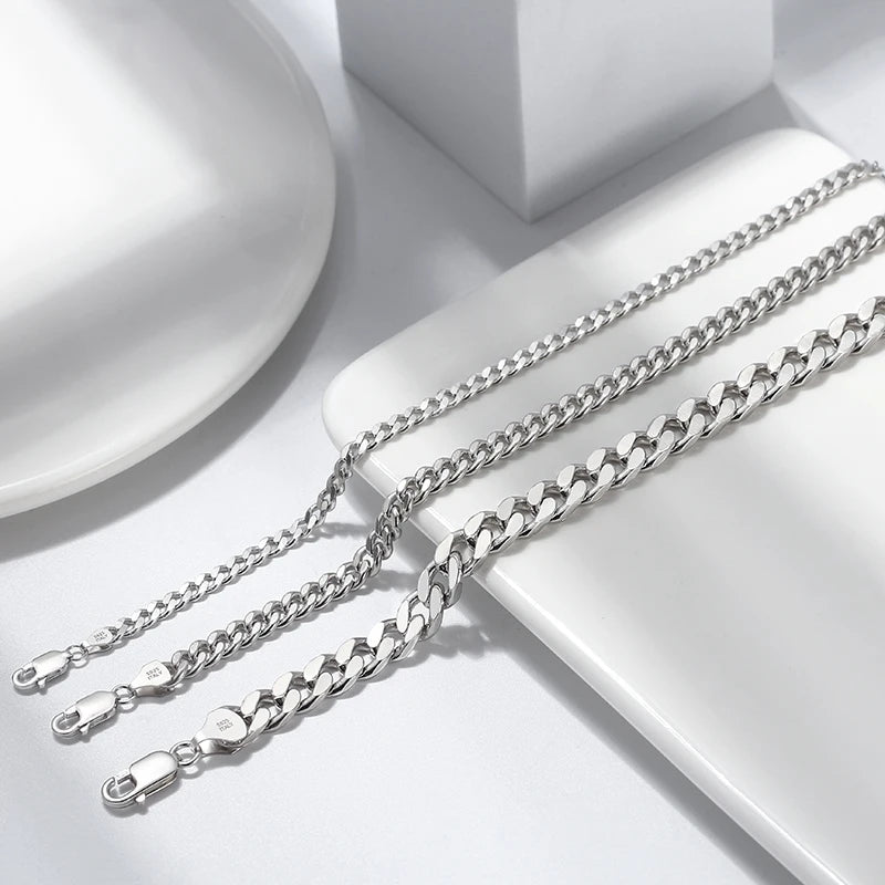 BiG-BOSS BSB105 RINNTIN Solid 925 Sterling Silver Italian Diamond-Cut 5mm Cuban Link Curb Chain Bracelet for Men