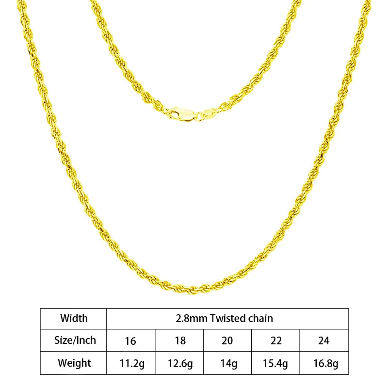 S&S 925 Sterling Silver Diamond Cut Rope Chain Necklace — S&S Collection