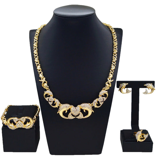 Zhuerrui African Exquisite Gold Luxury Jewelry Sets Silver Beads Necklace Jewelry Set Factory Women's Christmas Gifts X0196