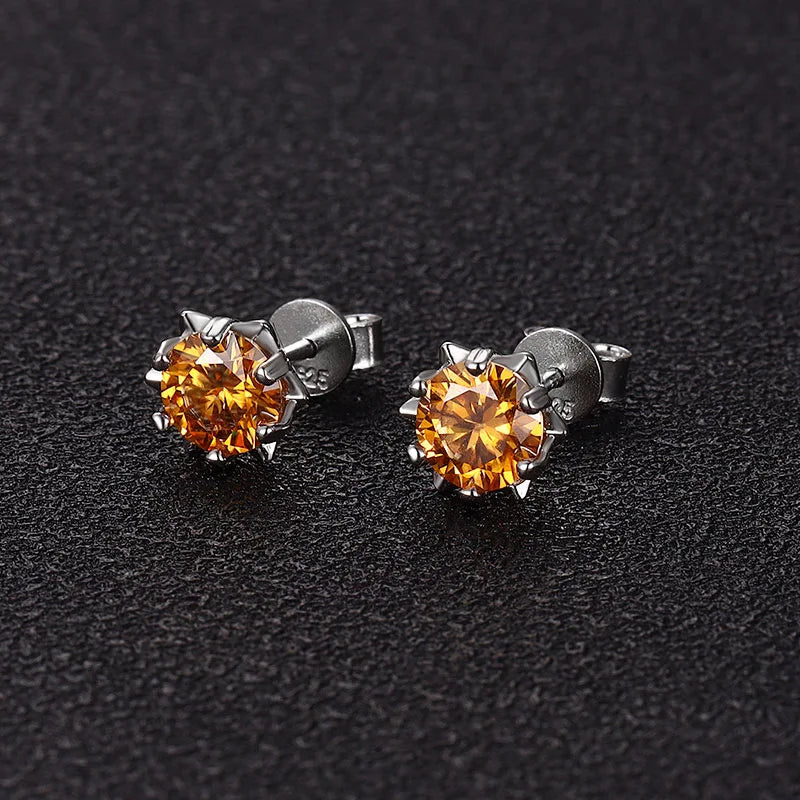 ArtistA Factory Jewelry 0.3-1CT Sparkling Round Moissanite Snowflake-Claw-Set Butterfly-Clutch 925 Silver Everyday Elegance Stud Earring