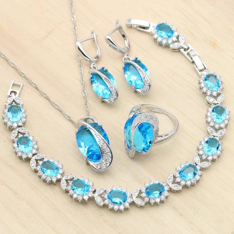 XOTICA Women's Silver White Gold Bridal Jewelry Set for Weddings Includes Earrings Pendant Bracelet Zircon for Parties