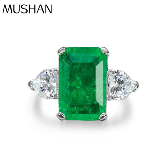 MuShan Jewelry Factory Simulated Gemstone Ring Emerald Cut 5ct12*8 Niche Design Cube Sugar Diamond Ring for Women
