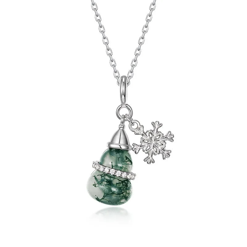 REDheart Stylish, Individual and Versatile Style Water Grass Agate Gourd Pendant Sterling Silver S925 Necklace for Women