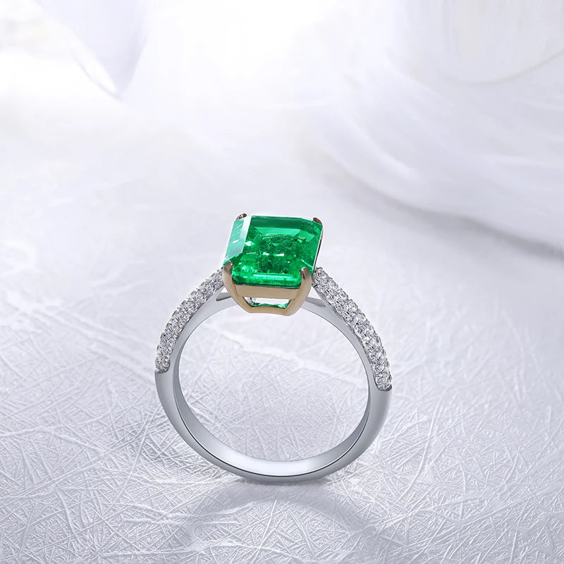 Gemfiori Custom Jewelry Ring 18k Gold Ring with Lab Grown Emerald and CVD Diamond from Shenzhen Gemfiori Wuzhou Gems