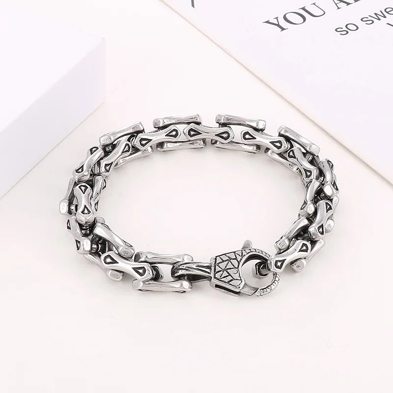 REBEL Trendy Fine Jewelry Fashion Bracelets Stainless Steel Skull Mens Links Bracelet