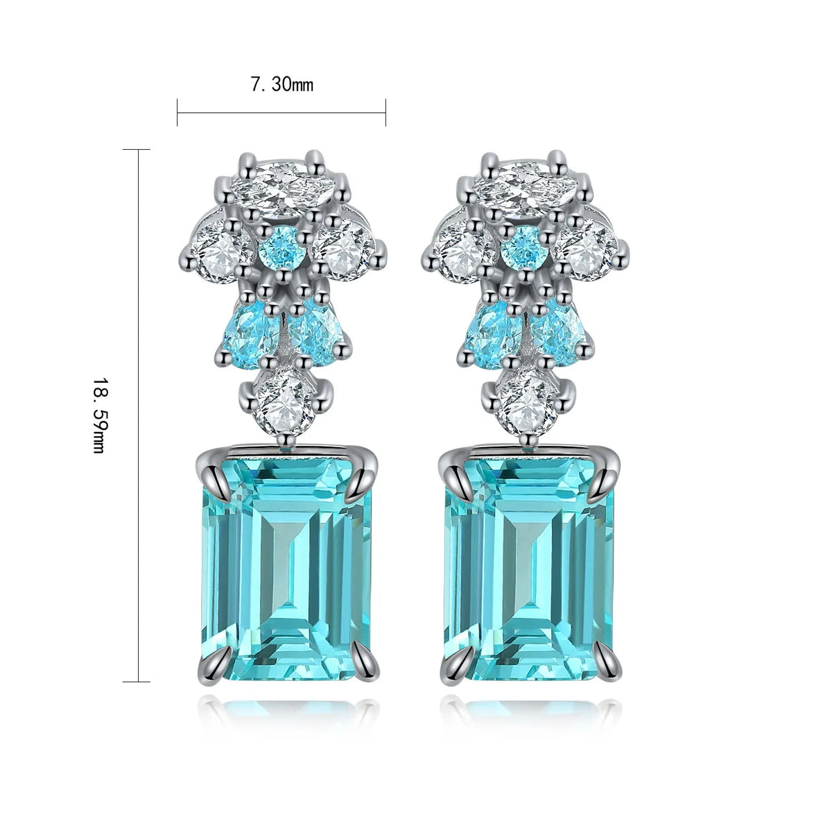 Gemfiori Anster High Quality S925 Lab Grown Paraiba Earring Stud Dainty Gemstone Stud Earrings for Women Daily Wear Gift