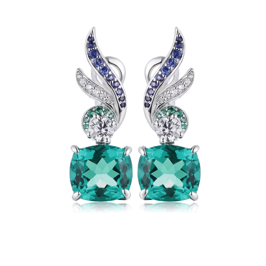 Gemfiori Anster High Quality S925 Lab Grown Emerald Earring Stud Dainty Gemstone Stud Earrings for Women Daily Wear Gift