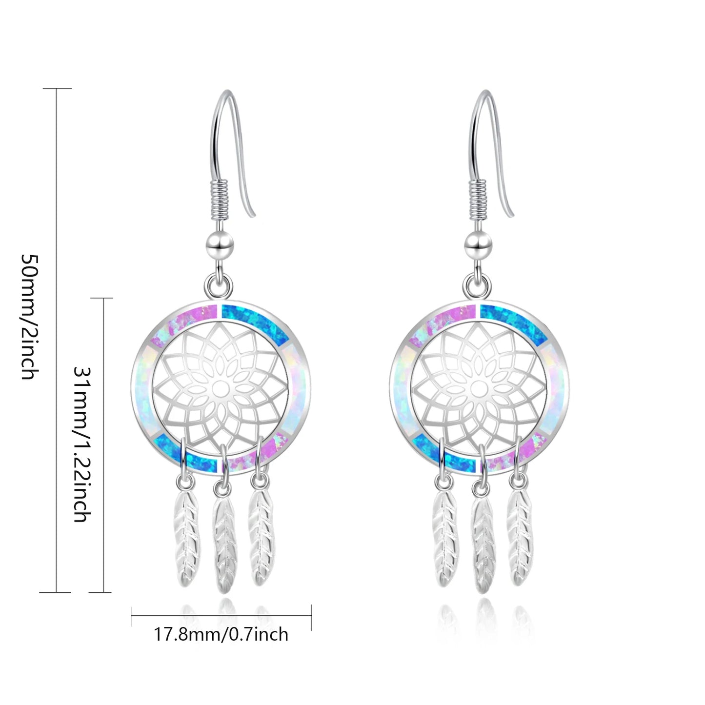 Elegant Lotus Feather Opal Earrings - Chic Brass Minimalist Jewelry | Perfect Womens Gift & Bulk Wholesale
