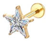 S&S ASTM F136 Titanium Labret Stud | Zircon | 83 Designs | Titanium & Gold