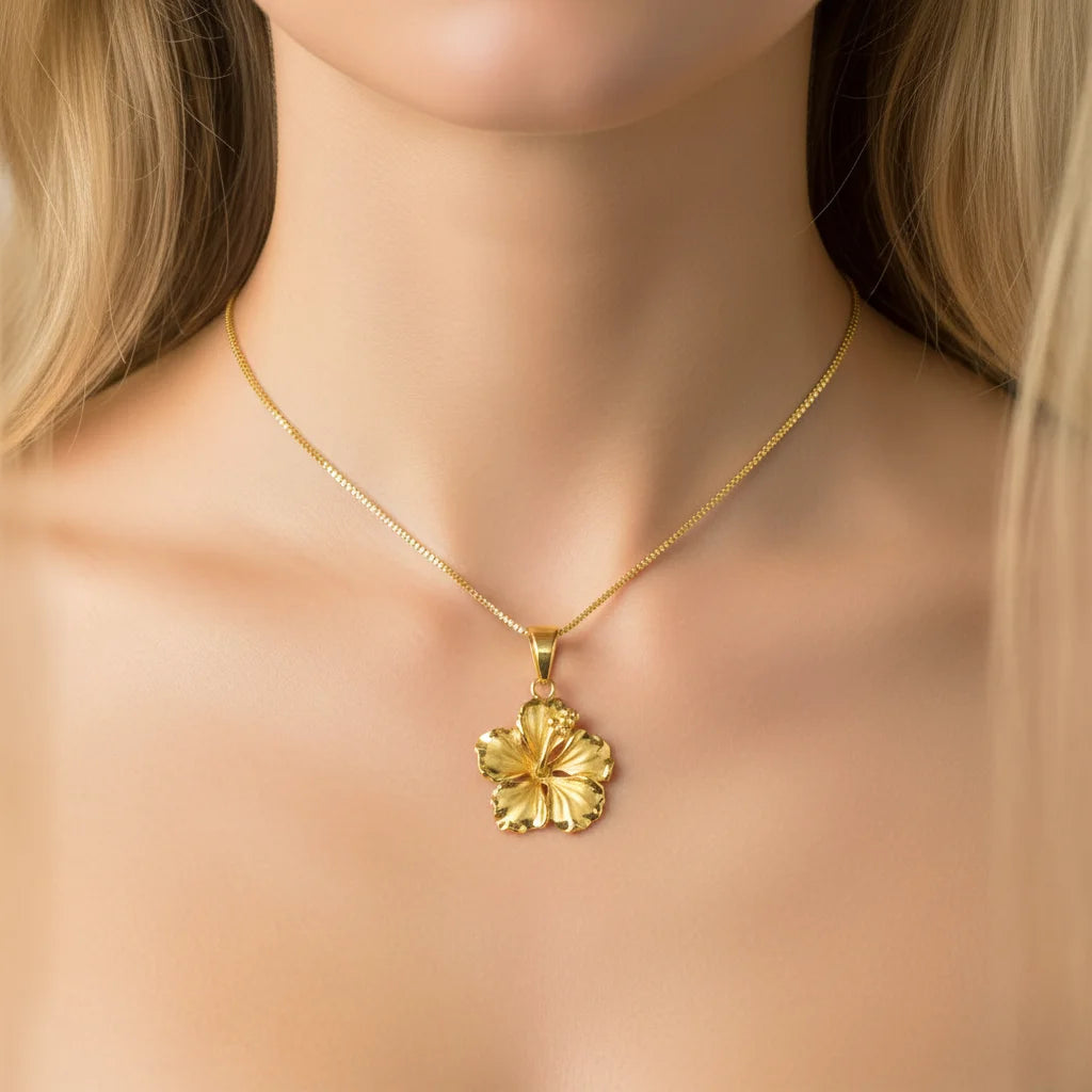 Hawaii Jewelry Orchid Flower Necklace Pendant-Copper Sweater Chain Link Chain Wholesale Jewelry