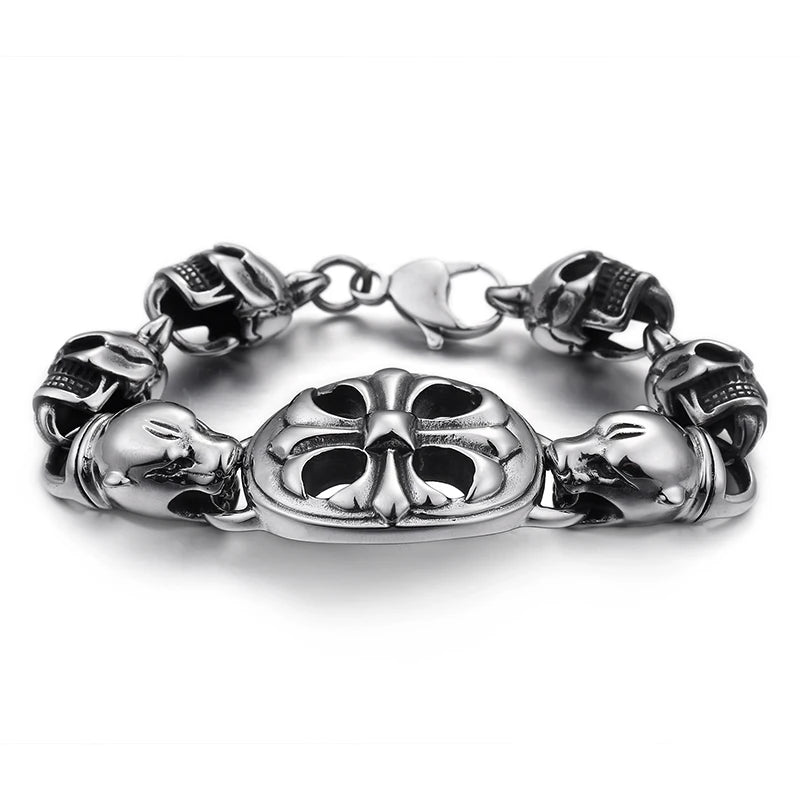 KALEN Personality Punk Skeleton and Dog Head Stainless Men's Bracelet