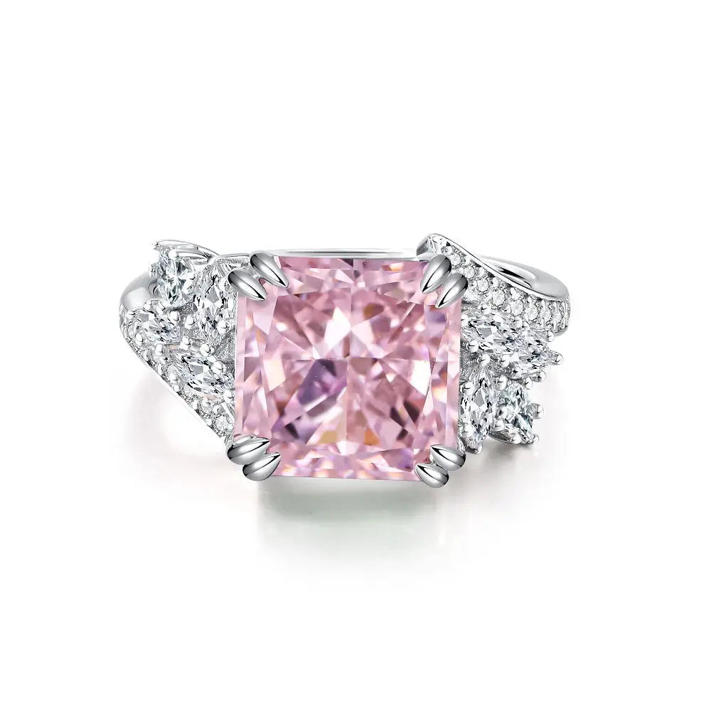 Wholesale Waterproof 5A 8A Pink Cubic Zirconia Rings 925 Sterling Silver OEM ODM Custom Factory Direct Ring Jewelry Manufacturer