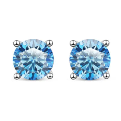 ArtistA Factory Multi-Carat Round Brilliant Moissanite Martini-Set S925 Silver Sleek Sophistication Gender-Fluid Solitaire Stud Earrings