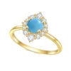 Gemfiori Abiding Classic Design 925 Silver Yellow Gold Plated Turquoise Rings Stacking Synthetic Gemstone Turquoise Ring in Stock