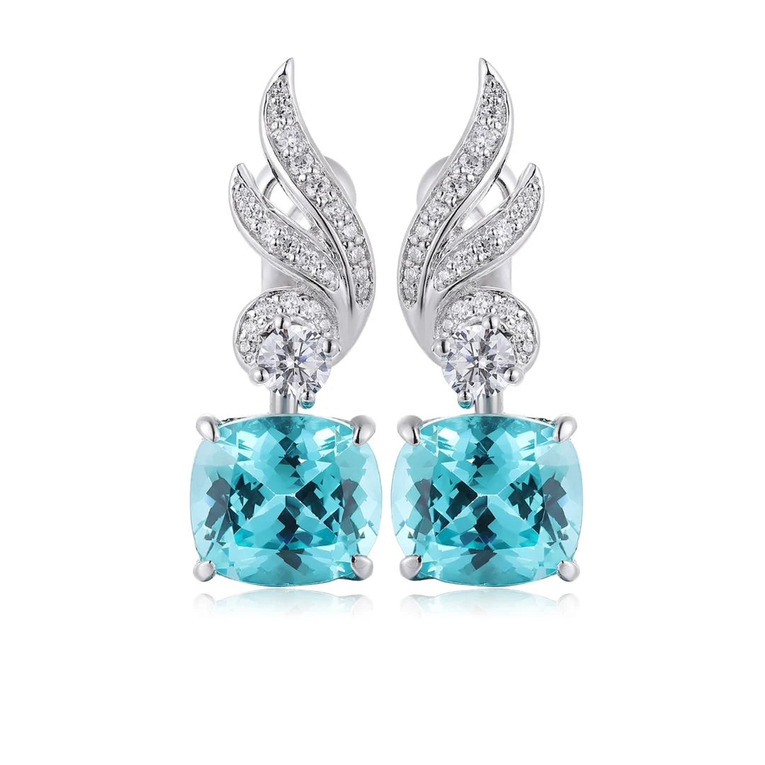 Gemfiori Anster High Quality S925 Lab Grown Paraiba Earring Stud Dainty Gemstone Stud Earrings for Women Daily Wear Gift