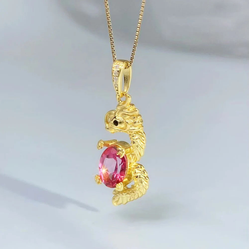 Gioiellieri Natural Pink Topaz Pendant with Oval Cut Large Pink Stone for Statement Jewelry in 925 Sterling Silver with VVS Clarity