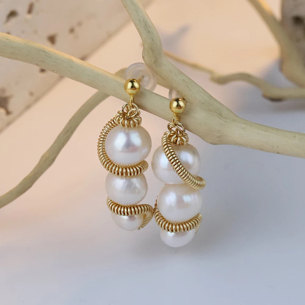 High-quality, Round, Pearl Puddles Earrings Large Natural Pearl Earrings with a Touch of Luxury and Sophistication for Women.