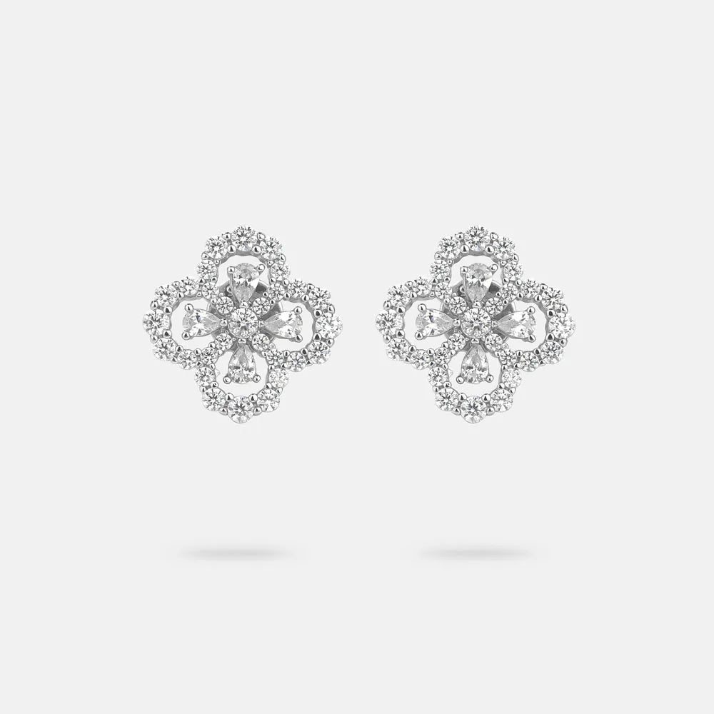 MUSHAN Jewelry Factory 925 Sterling Silver Four Leaf Clover Stud Earrings  Women Light Luxury and High End Jewelry