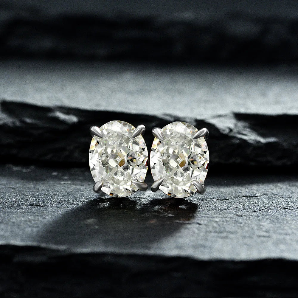 MUSHAN Jewelry Factory 925 Silver 7*9 Sea Blue High Carbon Diamond Earrings Popular European and American Fashion Accessory