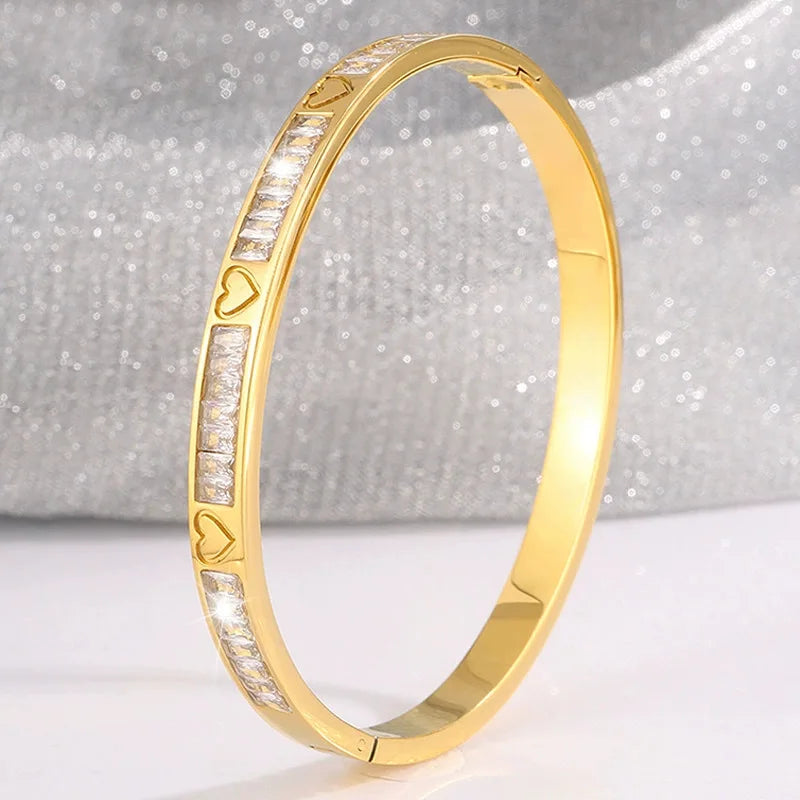 REBEL Stainless Inoxydable Stainless Steel 18K Gold Plated Roman Women Fashion Jewelry Bracelets Bangles