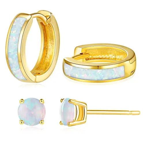 Women's Trendy Silver Plated Copper Alloy Geometric Opal Earrings Set Bulk Gifts