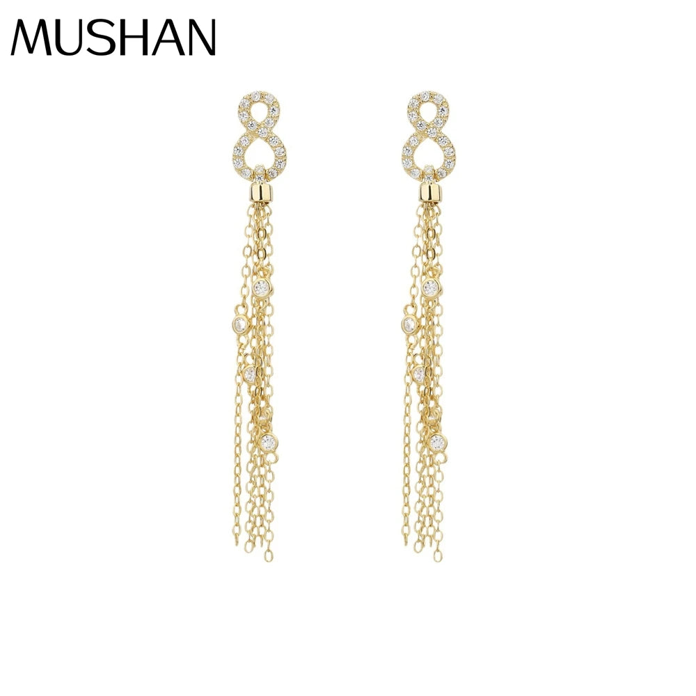 MuShan Jewelry Factory Pure Silver Earrings Tassels Earrings and Pendants Light Luxury and High End Cross Border Bestsellers