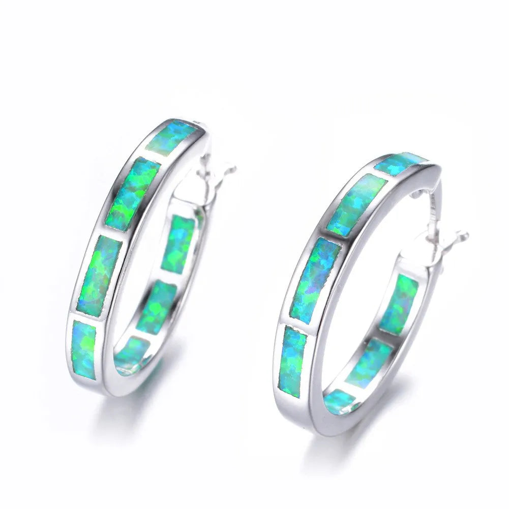 Tiktok Ins Hot Brass Geometric Bohemian Christian Blue Opal Drop Earrings Gift for Women