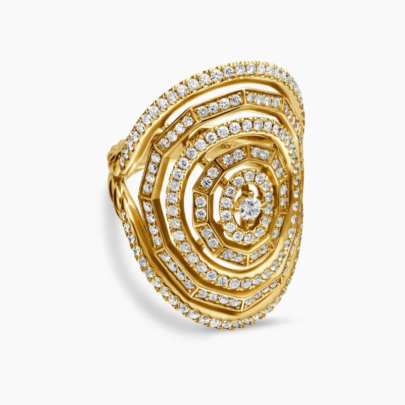 FASHIONISTA DY High-Quality Silver-Plated 30mm Starz Diamond-Set Ring, Gold-Plated Diamond-Set Ring, Jewelry