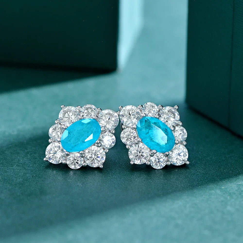 MUSHAN Jewelry Factory 2026 New Model 925 Silver 1.5ct Synthetic 6*9 Stud Earrings European and American Luxury