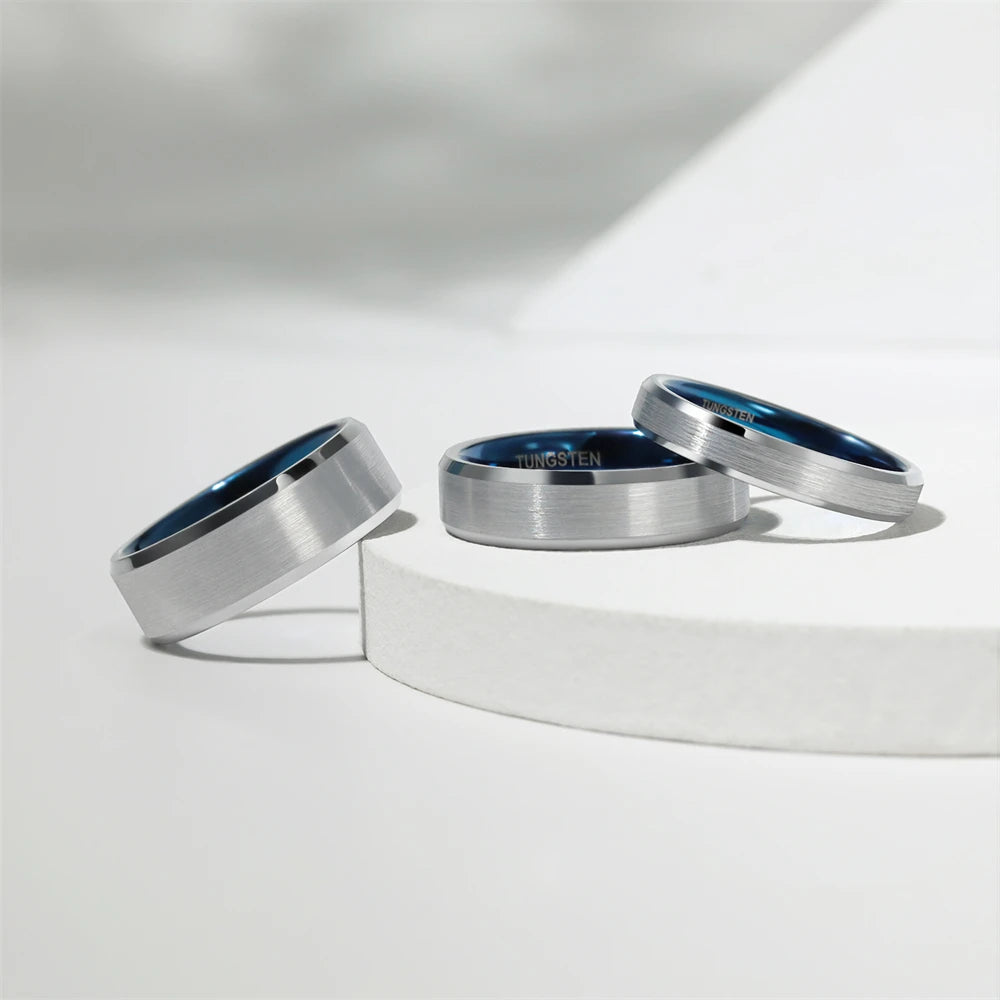 REBEL Blue-Plated Brushed Tungsten Carbide Ring