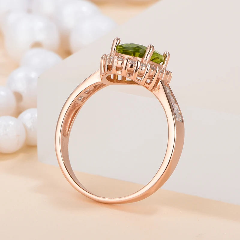 Gioiellieri New Design Engraved 925 Sterling Silver Oval Cut Natural Peridot Custom Wreath Women Rings