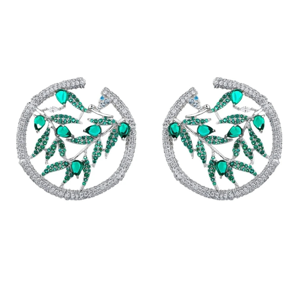 MUSHAN Jewelry Factory S925 Sterling Silver Earrings With Bamboo Leaf Shaped High Carbon Diamonds High End Accessory