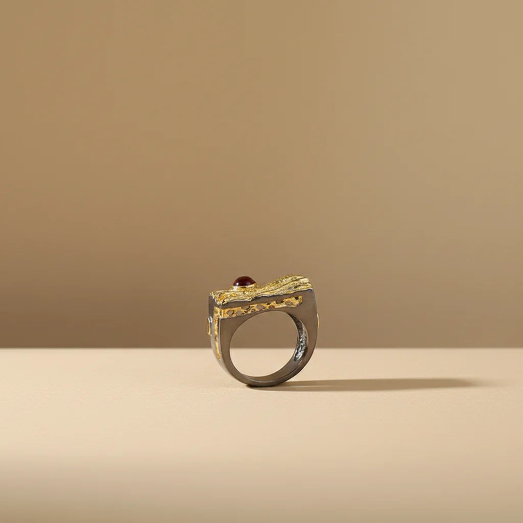 Quality Chinese Products Sterling Silver Garnet Stone Ladies Gold Plated Elegant Ring