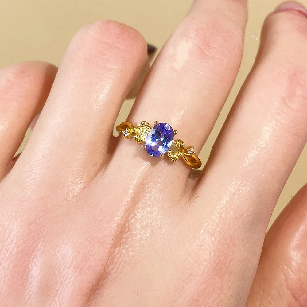 Gioiellieri Fashion Jewelry Rings Natural Tanzanite Classic Party Style for Women Low Price 925 Silver Gold Plated