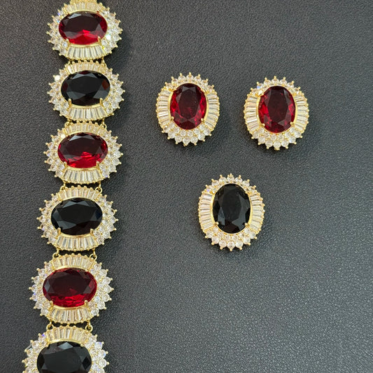 TIANSHE Cross Border Foreign Trade Wedding Set Earrings, Bracelets, Necklaces Brass Zircon Crystal