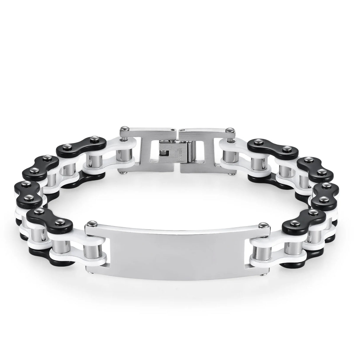 REBEL European American Trendy Titanium Steel Motorcycle Bicycle Chain Bracelets Hip-Hop Curved Geometric Stainless Steel Fashion Link